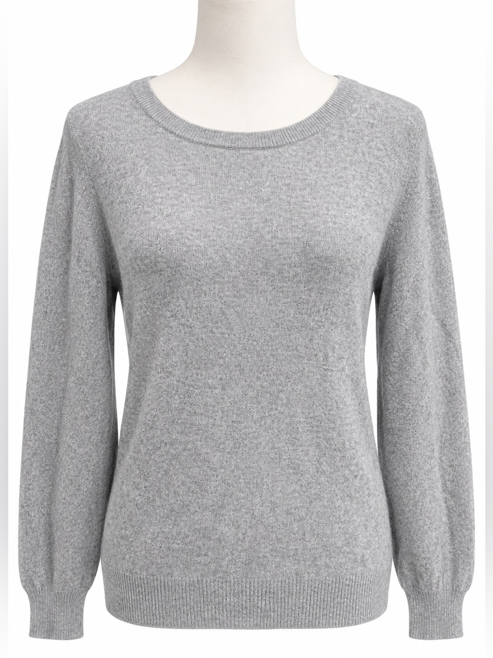 Nicole by Nicole Miller 100% Cashmere Classic Crewneck Women's Sweater - Gray M